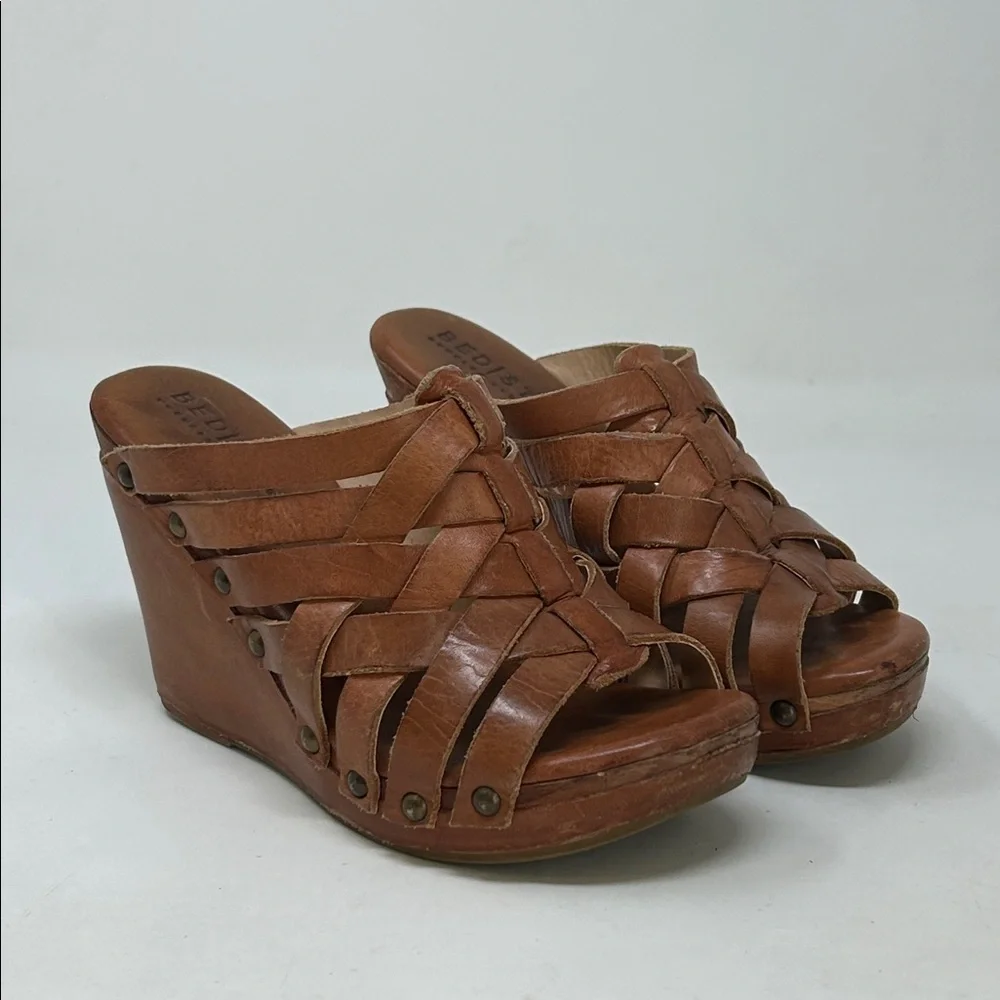 Bed Stu Gina II Leather Wedge Sandals Shoes Size 6 - Picture 2 of 8